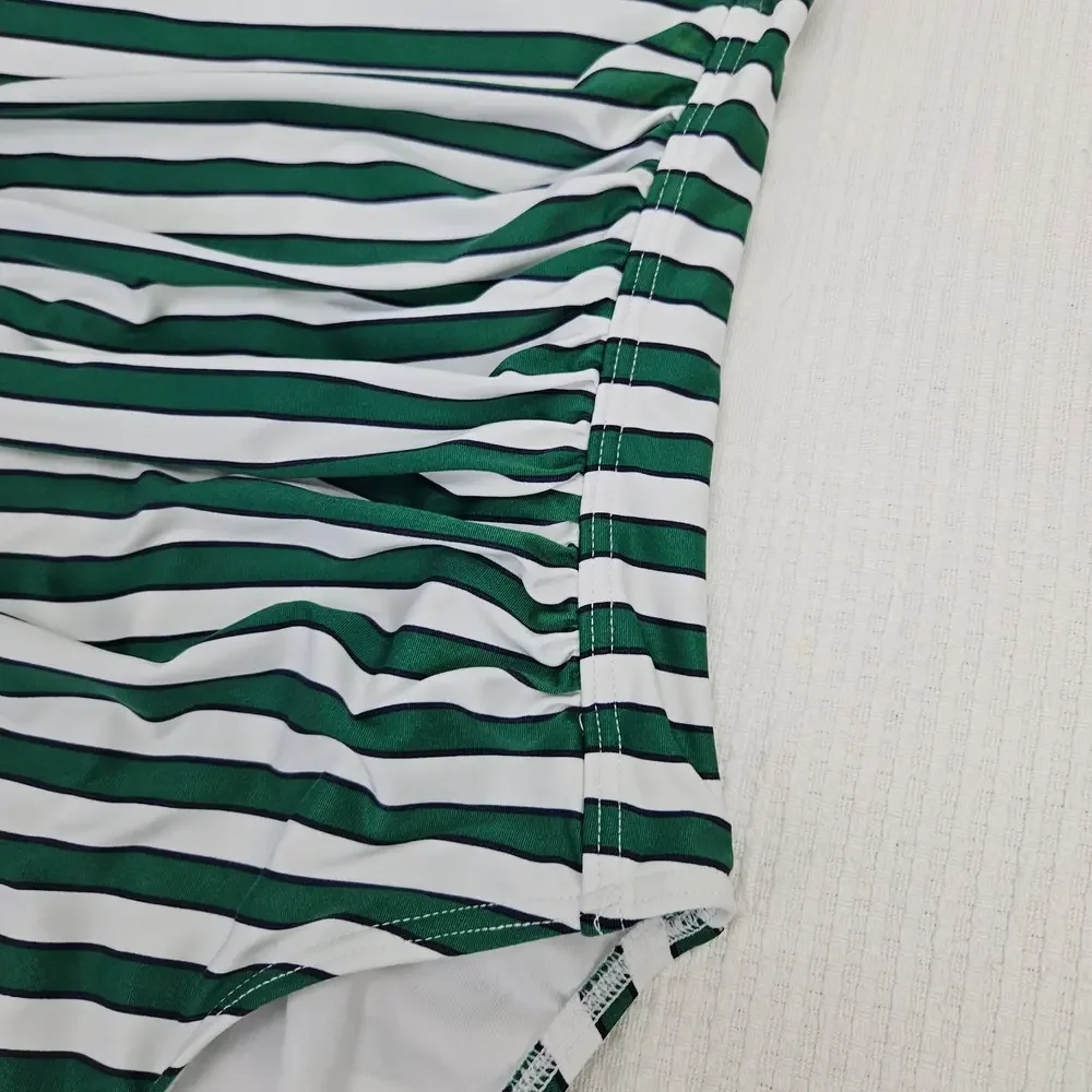 Nip Tuck Swim Multicup Stripe One Piece Swimsuit Sz‎ 6 White Green Nautical